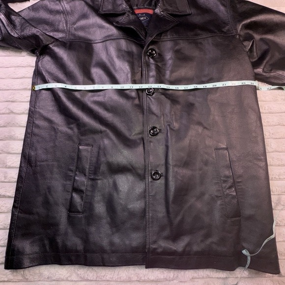 Men's Medium Black Soft Leather 4‎ Button Jacket Coat Matrix Grunge Metal Y2K - Picture 4 of 9